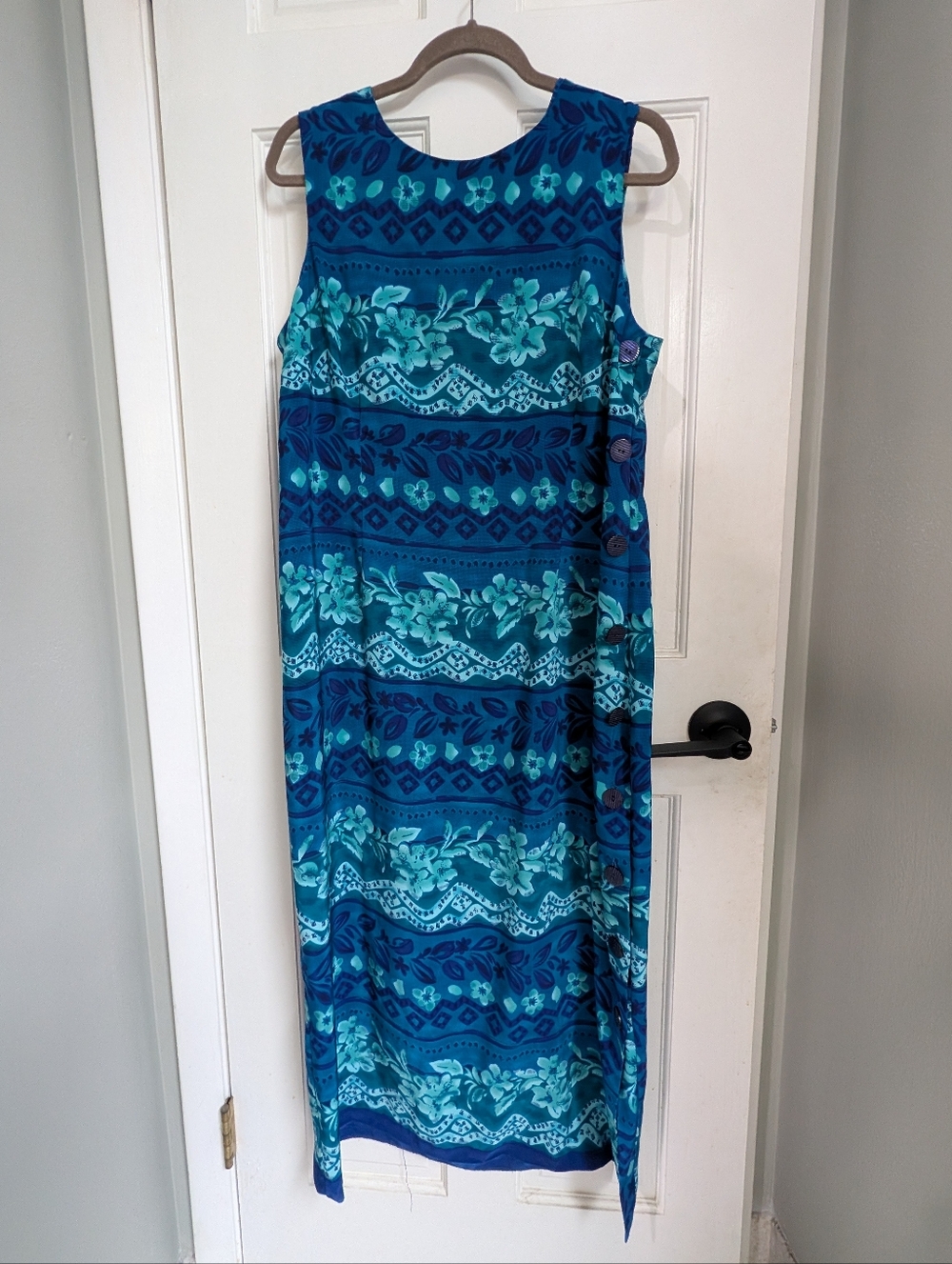 Vintage 90's Sleeveless Blue Floral Maxi Dress